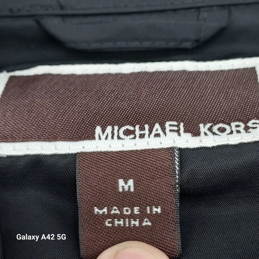 Michael Kors Mens Black Lightweight Zip Up Harrington Jacket Size M Cotton Nylon